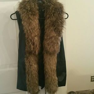 Faux fur leather vest